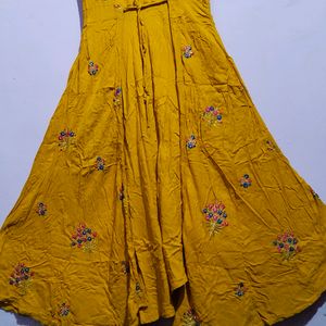 yellow full length long grown anarkali dress