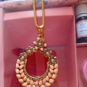 Peach Colour Beautiful Necklace