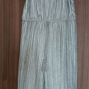 Fame Forever Party Wear Greyish Silver Jumpsuit