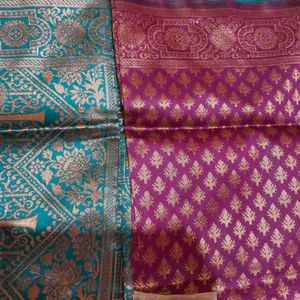 Women's Purple/Wine Colour Saree With Buttas