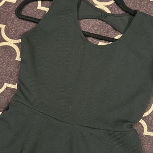 Black Flared Dress With Back Cutout