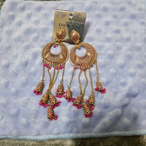 Pink Pearl Jhumki Earrings for Women