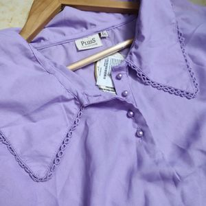 Casual Cuffed Slevee Lavender Top