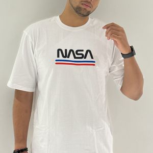 Oversize NASA Printed White Cotton New Tshirt