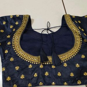 Navy Blue Beautiful Embroidery Design Blouse