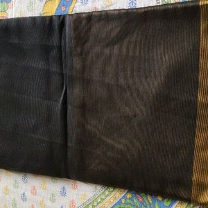 Black Saree With Zari Border💕