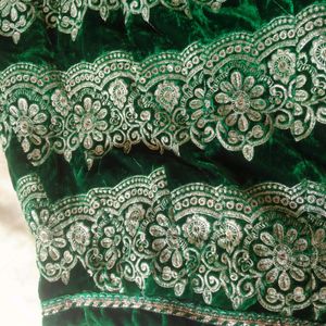 Dark Green Velvet Lehnga