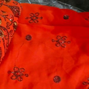 Orange Sequence Saree