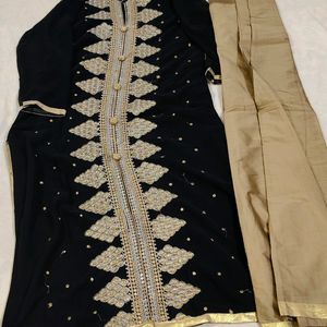 Beautiful Black Anarkali And Skirt Set For Women