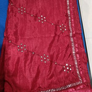 Beautiful Red Saree Brand New With Glass Work