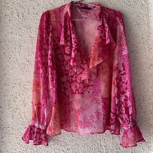 Zara Ruffle Paisley Print Top