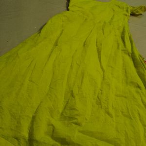 Green Colour Anarkali With Thread Flowers