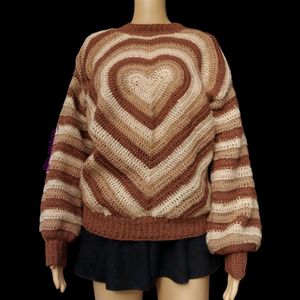 Crochet Stereo Hearts Sweater 🤎