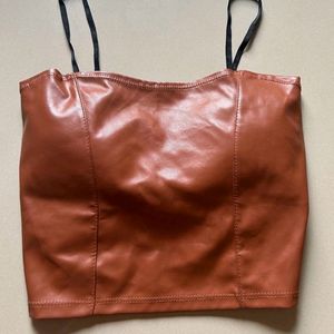 Leather One Strip Crop Top