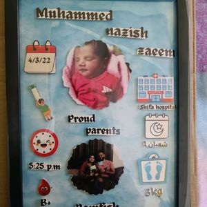 New Born Baby Birth Details Frame