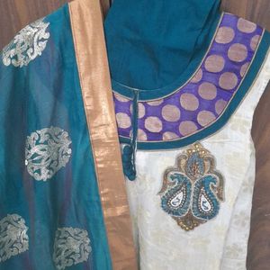 Pearl White ELEGANT Ethenic Suit N Classy Dupatta