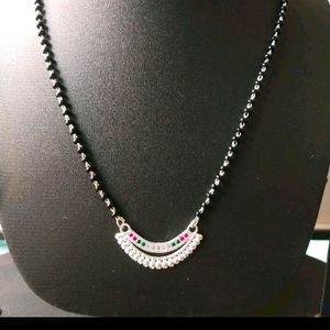 Pure Silver Pink & Green CZ Mangalsutra