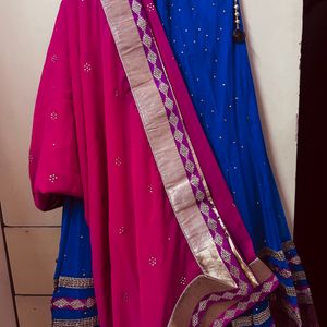 Navy Blue And Pink Lehenga