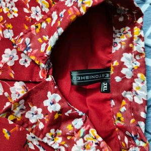 Negotiable Red Georgette Floral Printed Long Top