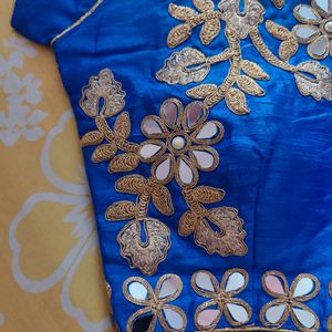 Blue Designer Mirror Work Blouse