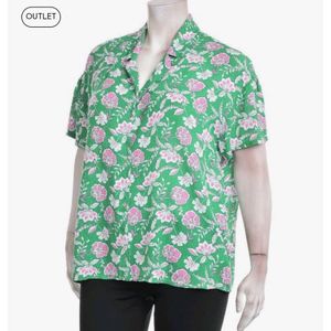 Plus Size Green Floral Shirt