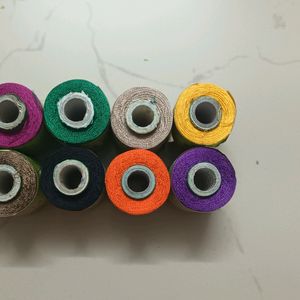 10 Reels Of Silk Thread For Embroidery. Mix Colour