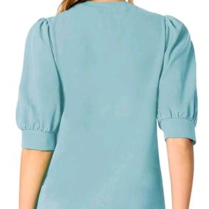 This Is A Puff Sleeves Top In Mint Green Colour