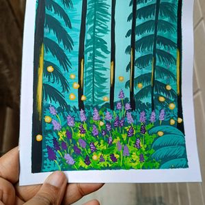 Aesthetic Forest Painting On A5 Sheet