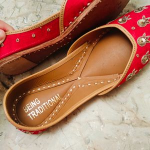 Red Embellished Juttis/ Mojaris