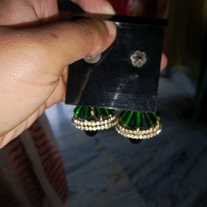 Green Earing Jhumka Combo Set