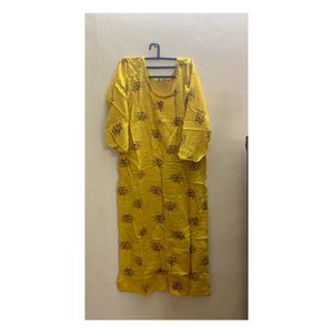 Yellow Pritned Kurta