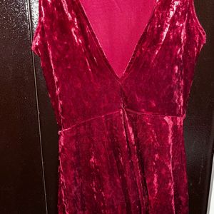 Stunning Maroon Velvet Maddi Dress with Deep Back”