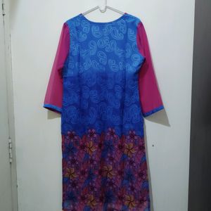 Jainish Floral Mango Print Blue Kurta