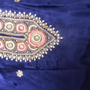 Heavy Work Blue Peach Shirt Salwar