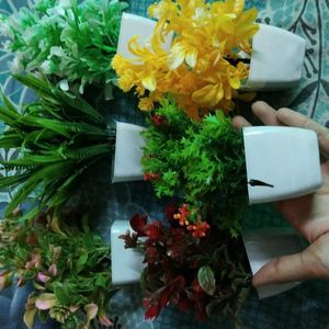 Artificial Plant & Flowers For Decoratio(Set Of 6)