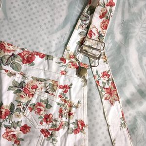 White Floral Overall Dress