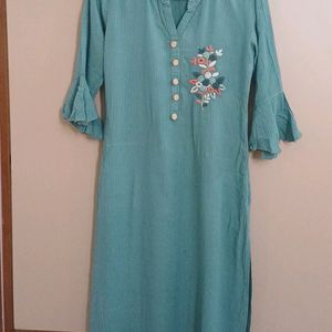 Sea Green Coloured Straight Kurta