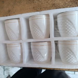 White Cup Set Golden Line Of2set Combo