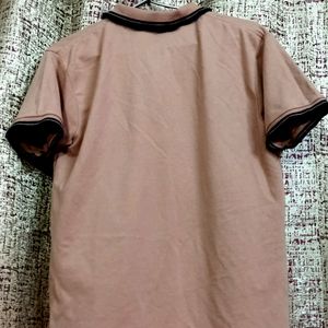 V Shape Collar Nude Shade T-shirt