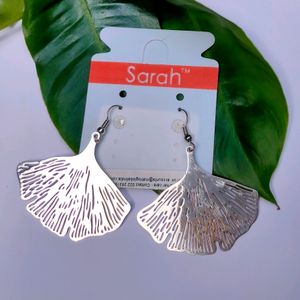 Silver Earrings Ginkgo Leaf