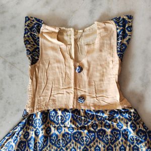 Crepe Navyblue Cream Frock!