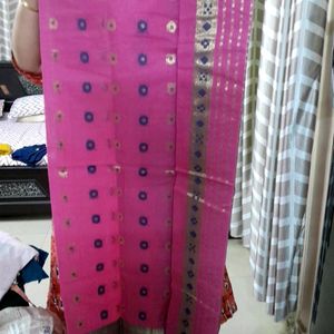 Pink TANT Saree (Highly Intricate DESIGN)