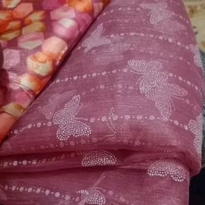 Pretty Pink Saree With Blouse Pieces