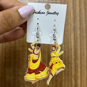 Garba Dance Printed Dangling Earrings