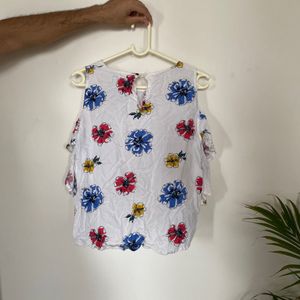 White Floral Top By Pepe Jeans