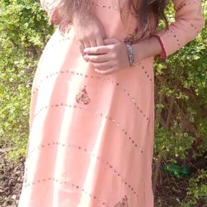 Peach Kurta And Skirt