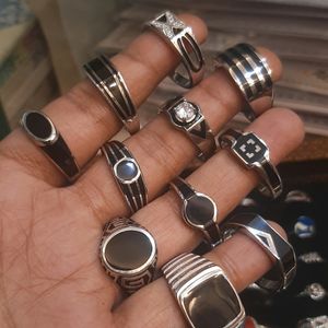 Men Silver Black Turkey Rings