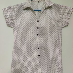 WHite Formal Shirt With Rose Button