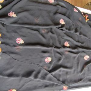 Black Floral Border Sarees (Women's)