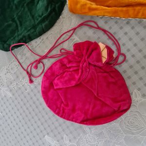 Combo of 4 Velvet Potli Bags